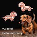 wholesale Rose Gold 925 Sterling Silver Dachshund Stud Earrings - Cute Dog s for Women-0-5