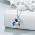 wholesale 925 Sterling Silver Blue Crystal Heart Axolotl Pendant Necklace for Women Girls Love You Forever Gift-0-1