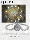 wholesale 925 Sterling Silver Capricorn Zodiac Sign Bracelet for Men - Vintage Style Chain Link-0-5