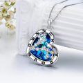wholesale 925 Sterling Silver Blue Crystal Heart Zodiac Constellation Pendant Necklace-0-3
