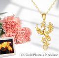 wholesale 14K Gold Phoenix Pendant Necklace with Gemstone for Women-0-5
