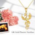 wholesale 14K Gold Phoenix Pendant Necklace with Gemstone for Women-0-5
