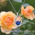 wholesale 925 Sterling Silver Rose & Blue Sapphire Heart Cross Moon Star Pendant Necklace for Women Gifts-0-5