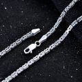 wholesale 925 Sterling Silver Byzantine Chain Necklace with Square Links - 4mm Width Length: Choose from 18 to 36 Unisex Jewelry for Men & Women-0-1