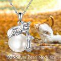 wholesale 925 Sterling Silver Pearl Cat Charm Pendant Necklace s for Women-0-4