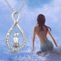 wholesale 925 Sterling Silver Mermaid Pendant Necklace with Cubic Zirconia and Infinity Design - I love you forever-0-4