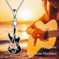 wholesale 925 Sterling Silver Rose and Guitar Shape Pendant Necklace Jewelry for Women & Men-0-5