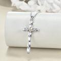 wholesale 925 Sterling Silver Cross Pendant Necklace with Gold and Cubic Zirconia Accents for Women-0-2