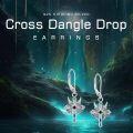 wholesale 925 Sterling Silver Abalone Shell Angel Wings Cross Dangle Leverback Earrings-0-5