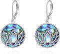 wholesale 925 Sterling Silver Abalone Shell Lotus Flower Drop Earrings Ocean Inspired  for Her-0-0