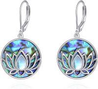 wholesale 925 Sterling Silver Abalone Shell Lotus Flower Drop Earrings Ocean Inspired  for Her-lotus earrings