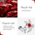 wholesale 925 Sterling Silver Birthstone Hummingbird Leaf Ring Adjustable Jewelry Gift-0-5