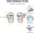 wholesale 925 Sterling Silver Sloth Heart Moonstone Stud Earrings for Women Gift-0-5
