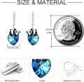 wholesale 925 Sterling Silver Blue Crystal Panda Heart Drop Earrings-0-1