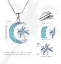 wholesale 925 Sterling Silver Palm Tree in Crescent Moon Pendant with Turquoise and Opal Crystals-0-3