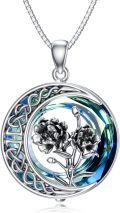 wholesale TOUPOP Birth Flower Necklace Floral Pendant Necklaces Dainty Moon Flower Jewelry S925 Sterling Silver With Blue Crystal Birthday Gifts For Women (a-09-september-peony) -0-0