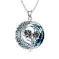 TOUPOP Sterling Silver Blue Crystal September Peony Birth Flower Necklace-0-0