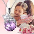wholesale 14K Gold Pink Crystal Black Cat Pendant Necklace for Women Cats Lover-0-159
