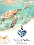 wholesale Silver Turtle Heart Keepsake Pendant with Blue Crystal and Funnel - 925 Sterling Silver Urn Necklace for Ashes Cremation Memory Jewelry-0-1