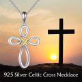 wholesale 925 Sterling Silver Infinity Cross Pendant with Gold Accents and Chain for Women-0-4
