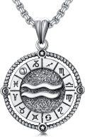 wholesale Sterling Silver Stone Zodiac Necklace 12 Constellation Horoscope Pendant-0-0
