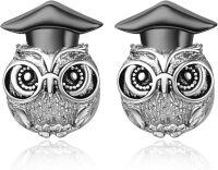 wholesale 925 Sterling Silver Owl Graduation Cap Stud Earrings Gift for Her-Owl
