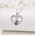 wholesale 925 Sterling Silver CZ Moonstone Love Couple Heart Pendant Necklace-0-2