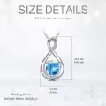 TOUPOP Sterling Silver Aquamarine Infinity Moon Pendant Necklace-0-5