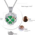wholesale 925 Sterling Silver Green Jade Clover Heart Locket Pendant Urn Keepsake Memorial Jewelry for Women with Funnel and Fillers-0-5