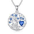 wholesale 925 Sterling Silver Tree Of Life Pendant With Blue Sapphire And Heart-0-0