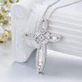 wholesale 925 Sterling Silver Cross Necklace for Women with Princess Cubic Zirconia and Twisted Infinity Crucifix Pendant 20 Adjustable Chain-0-2