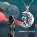 wholesale 925 Sterling Silver Crescent Moon Astronaut Pendant Necklace s for Women Girls-0-1