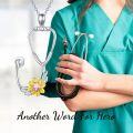 wholesale Sterling Silver Sunflower RN Caduceus Nursing Pendant-0-15