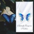 wholesale 925 Sterling Silver Blue Opal Butterfly Pendant Necklace for Women-0-4