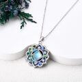 wholesale 925 Sterling Silver Abalone Shell & Blue Moonstone Lotus Pendant Necklace Yoga Jewelry for Women-0-3