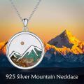 wholesale 925 Sterling Silver Mountain Landscape Pendant Necklace Wholesale With Green Accents-0-5
