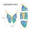 wholesale 14k Gold Butterfly Necklace Wholesale With Opal Wings And Lab Diamond Accents-0-3