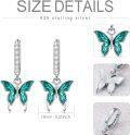 wholesale 925 Sterling Silver Green Enamel Butterfly Drop Huggie Hoop Earrings for Women - 6 Styles-0-4