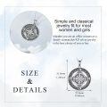 wholesale 925 Sterling Silver Compass Pendant Necklace Vintage Oxidized Cubic Zirconia Chain-0-5