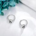 wholesale 925 Sterling Silver Skull Rose Hoop Earrings Oxidized Silver Gothic Punk Jewelry-0-2