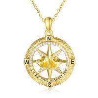 wholesale 925 Sterling Silver Compass Pendant with Birthstones for Women-11-11-Nov-Nov