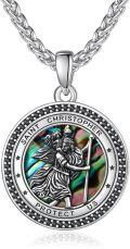 wholesale 925 Sterling Silver Saint Christopher and Saint Michael Pendant Necklace with Abalone Shell Protection  for Men & Women-0-0
