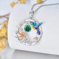wholesale 925 Sterling Silver Synthetic Birthstone Hummingbird Necklace for Women-0-39