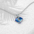 wholesale 925 Sterling Silver Blue Crystal Rose Pendant Necklace for Women - December Birthstone -0-3