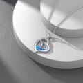 wholesale 925 Sterling Silver Dolphin Ocean Wave Blue Enamel Heart Pendant Necklace for Women-0-2