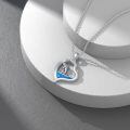 wholesale 925 Sterling Silver Dolphin Ocean Wave Blue Enamel Heart Pendant Necklace for Women-0-2