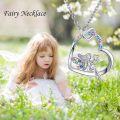 wholesale 925 Sterling Silver Rainbow Crystal Angel Heart Pendant Necklace Gift for Sisters Brothers Girlfriends-0-5