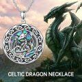 wholesale 925 Sterling Silver & Abalone Celtic Dragon Necklace for Women - Hypoallergenic Adjustable Chain, Gift Box-0-4