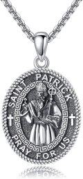 wholesale 925 Sterling Silver St Patrick's Day Medal Necklace for Men Women Irish Catholic Patron Saint Charm Prayer Protection Lucky Good Luck Gifts 48 Chain-0-0