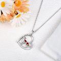 wholesale 925 Sterling Silver Dog Heart Pendant Necklace with Red Enamel and Cubic Zirconia Gifts for Women-0-4